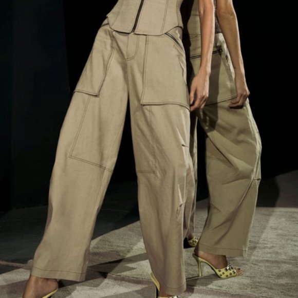 Zara Pants - TOPSTITCHED ZIPPERED PANTS
